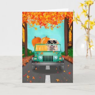 Carte Golden Retriever Chien Citrouille automne