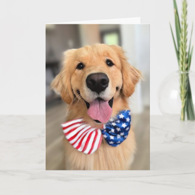 Carte Golden Retriever Chien dans la Cravate de la Bow F (Devant)