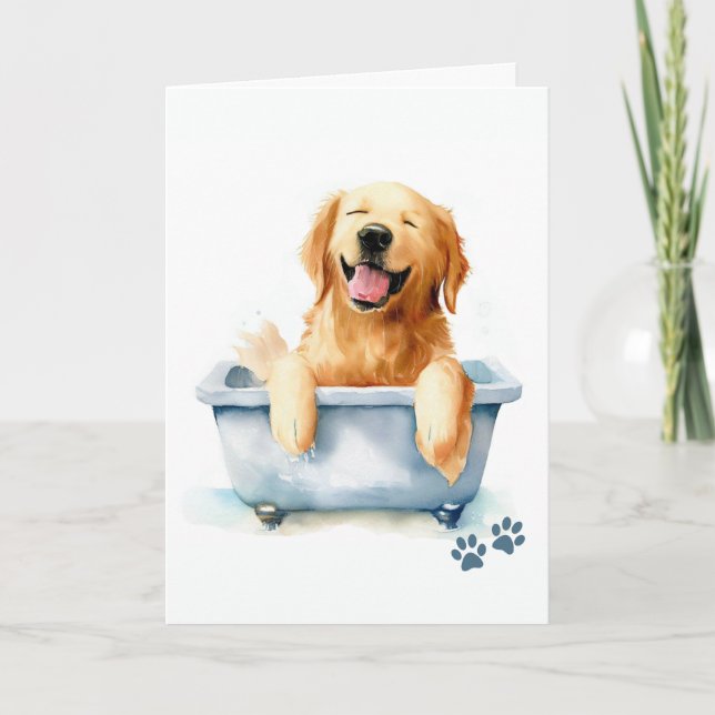 Carte Golden Retriever Chien Folt Salutation (Devant)