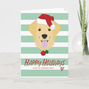 Carte Golden Retriever Chien Joyeux vacances Noël