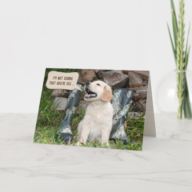 Carte Golden Retriever Chiot Humour d'anniversaire (Devant)