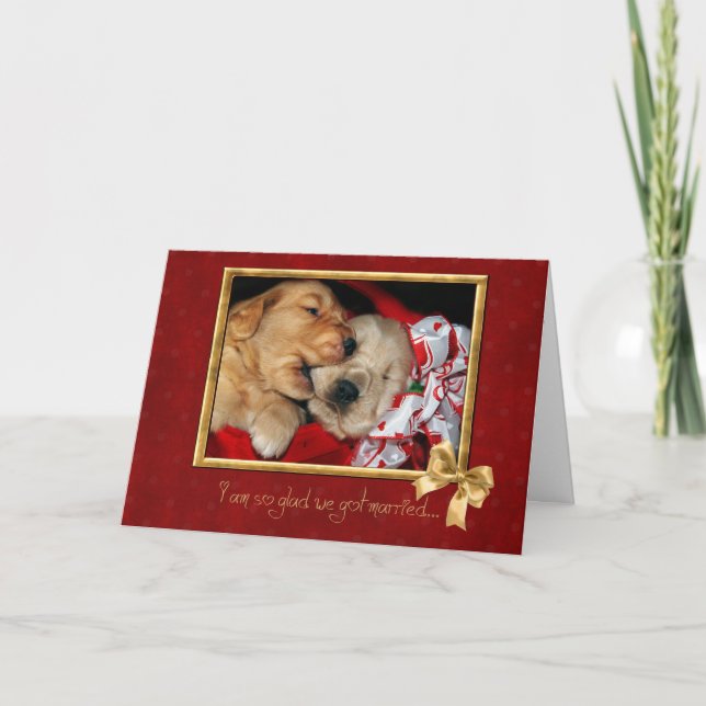 Carte Golden Retriever chiots amour anniversaire (Devant)