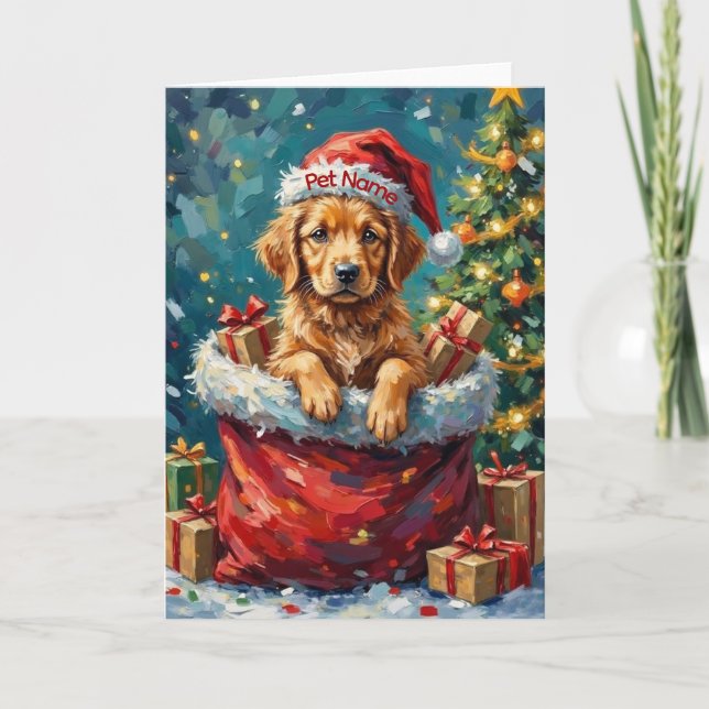 Carte Golden Retriever Christmas Santa Bag Adventure (Devant)