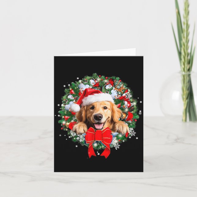 Carte Golden Retriever Christmas Wreath Decoration Xmas  (Devant)