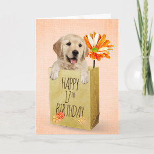 Carte Golden Retriever dans 17th Birthday Bag