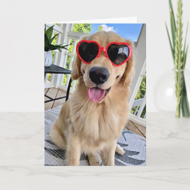 Carte Golden Retriever dans les lunettes de soleil Salut (Devant)