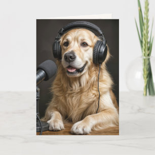 Carte Golden Retriever de anniversaire animant un podcas