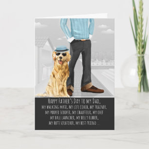 Carte Golden Retriever de la Fête des Pères Drôle