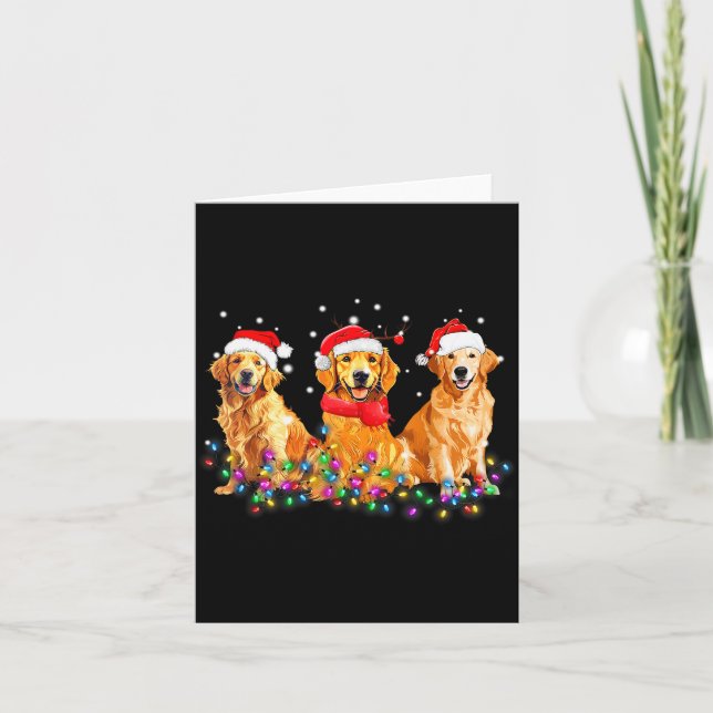 Carte Golden Retriever Dog Christmas Lights Cute Matchin (Devant)