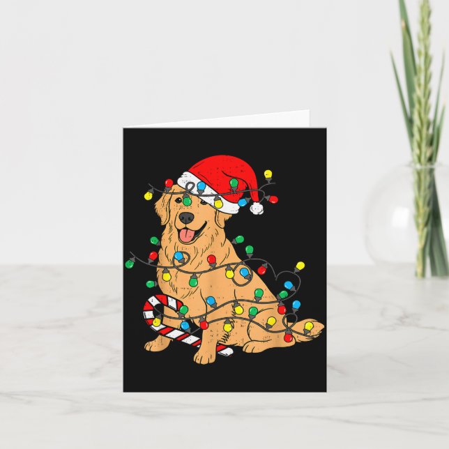Carte Golden Retriever Dog Christmas Lights Xmas Pet Dog (Devant)
