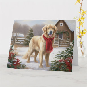 Carte Golden Retriever Dog in Snow Christmas