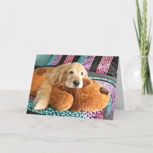Carte Golden Retriever Dog on Bed Miss You