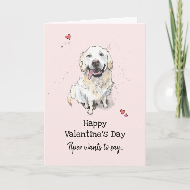 Carte Golden Retriever dog Valentine's day Salutations (Devant)