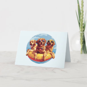 Carte Golden Retriever Dogs - Flottes de la piscine d'ét