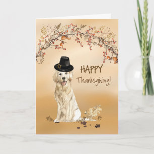 Carte Golden Retriever Drôle pèlerin Casquette Thanksgiv