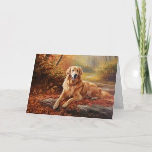 Carte Golden Retriever en automne Leaves automne Inspire