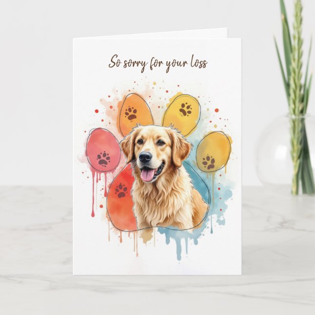 Carte Golden Retriever en Empreinte de patte (Devant)