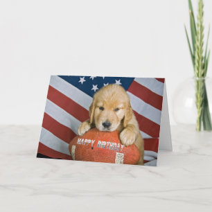Carte Golden Retriever et Football Anniversaire