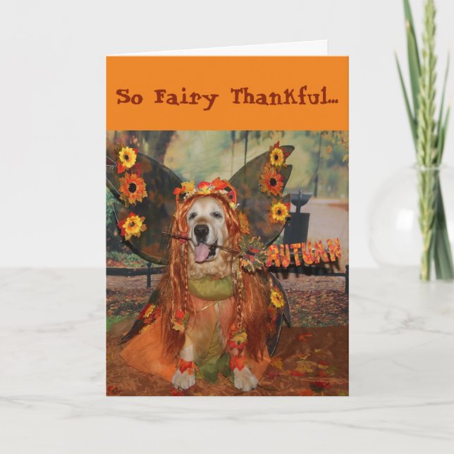 Carte Golden Retriever Fairy Thankgiving (Devant)