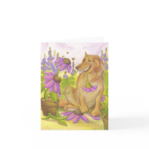 Golden retriever, fleurs et abeilles/carte pour