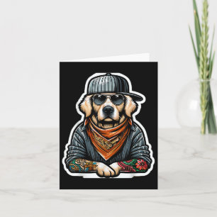 Carte Golden Retriever Gangsta Costume de tatouage chien