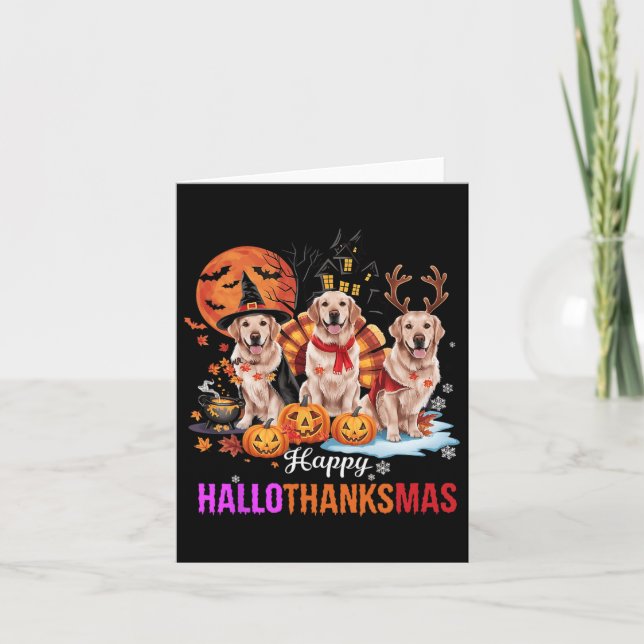 Carte Golden Retriever Hallothanksmas Halloween Th (Devant)