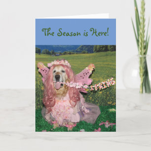 Carte Golden Retriever Happy Spring Hoppy Pâques