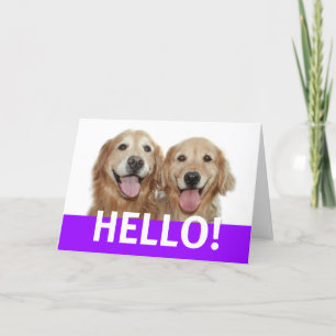 Carte Golden Retriever Hello Grey Card