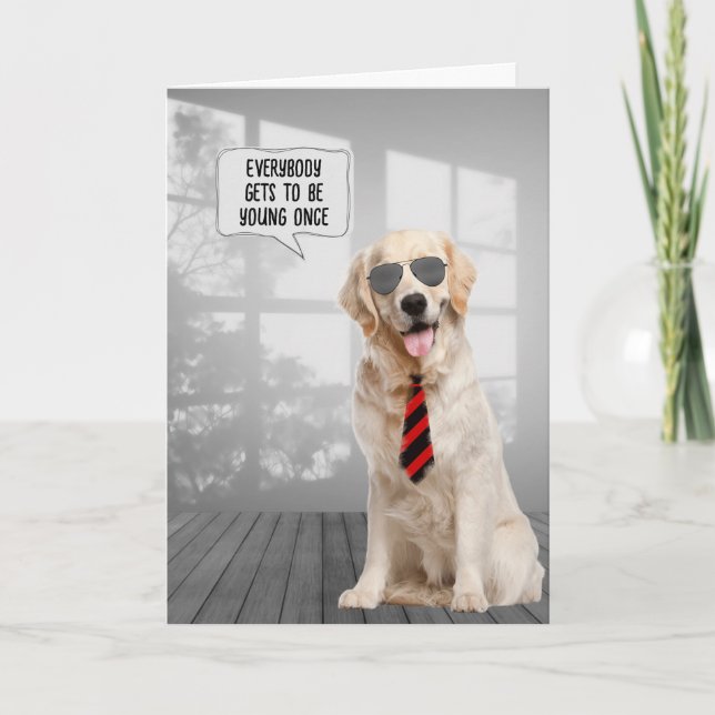 Carte Golden Retriever Humour d'anniversaire (Devant)