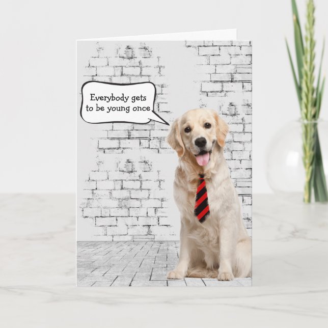 Carte Golden Retriever Humour d'anniversaire (Devant)