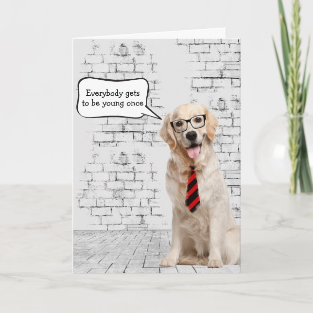 Carte Golden Retriever Humour d'anniversaire (Devant)
