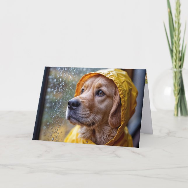 Carte Golden Retriever in a Rain Slick (Devant)