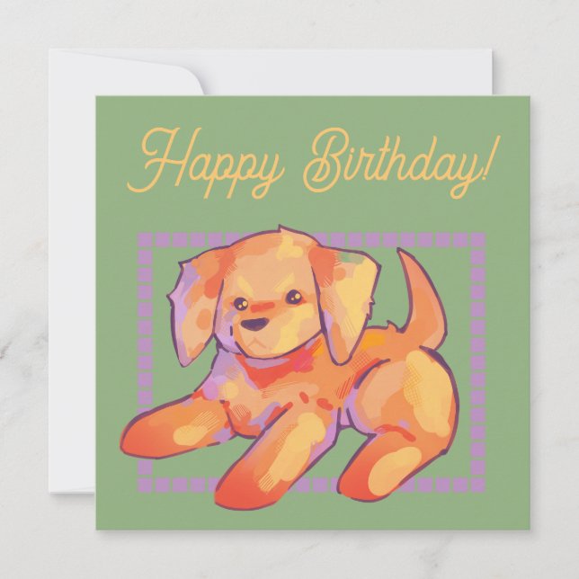 Carte Golden retriever. Joyeux Anniversaire (Devant)