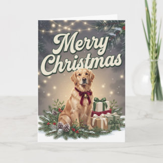 Carte Golden Retriever Mid-Century Modern Noël
