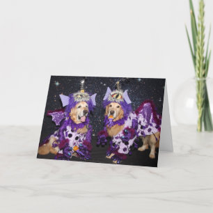 Carte Golden Retriever Monster Manger des gens pourpres