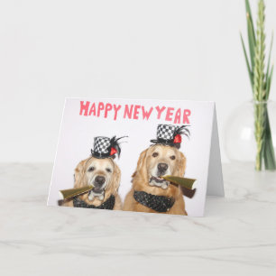 Carte Golden Retriever Nouvel An Horns