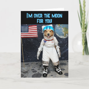 Carte Golden Retriever Over the Moon Anniversary
