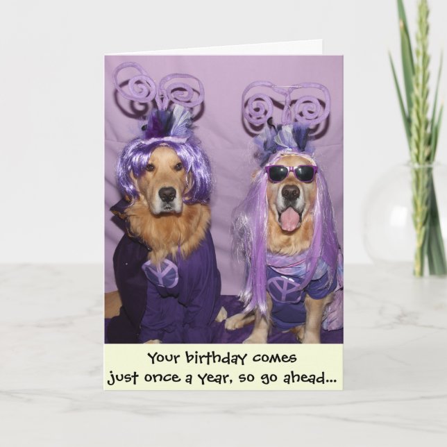 Carte Golden Retriever Peindre le monde violet Anniversa (Devant)