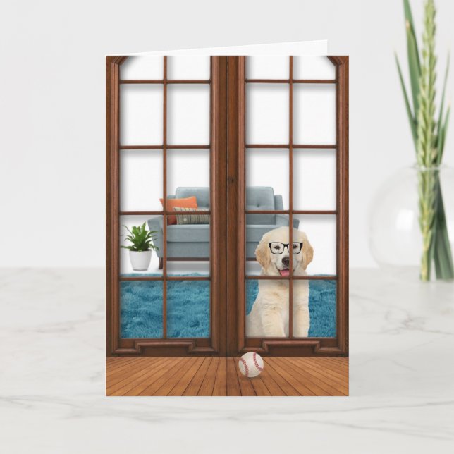 Carte Golden Retriever pense à vous (Devant)