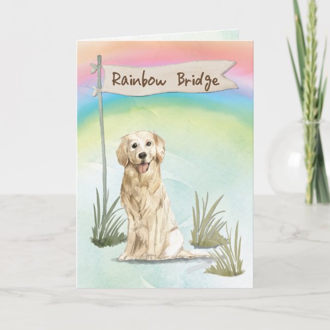Carte Golden Retriever Pet Sympathie sur Rainbow Bridge (Devant)