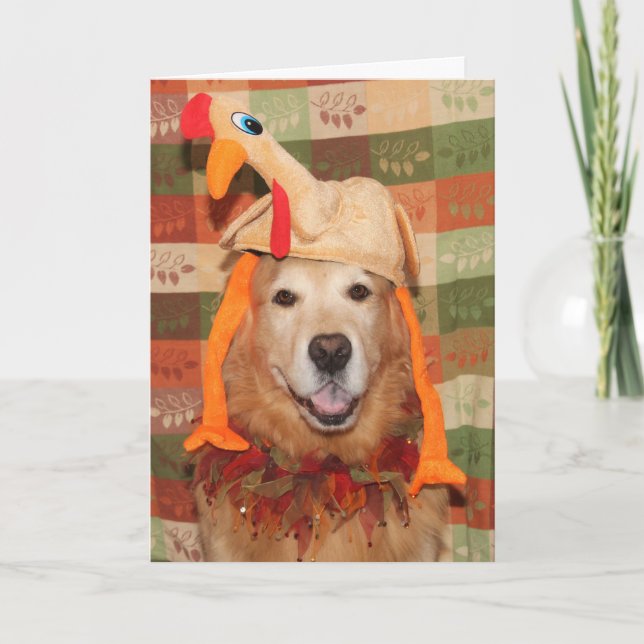 Carte Golden Retriever Plucking Parfait Thanksgiving (Devant)