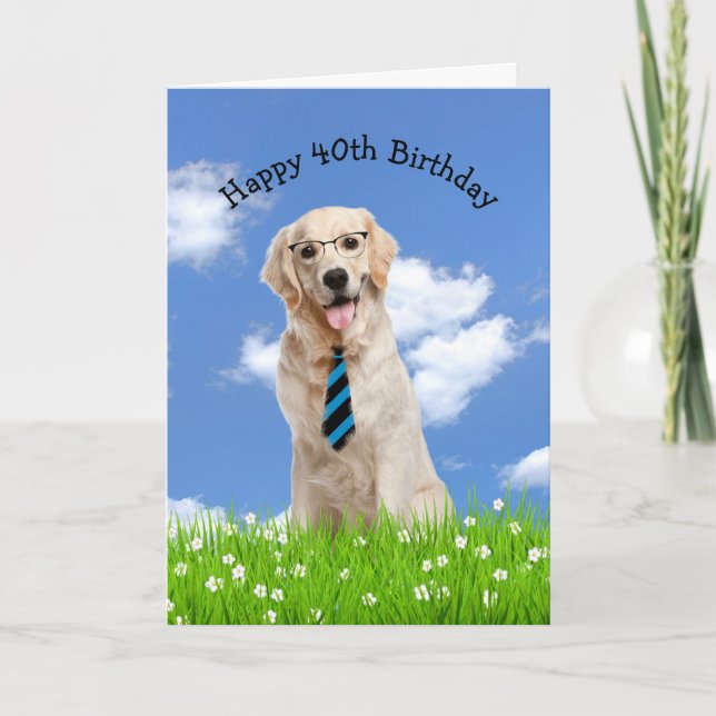 Carte Golden Retriever pour 40e anniversaire (Devant)