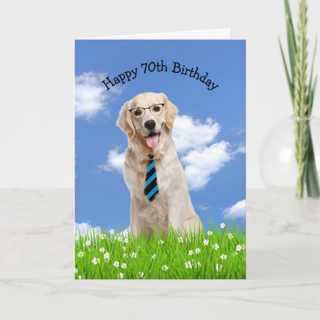 Carte Golden Retriever pour 70e anniversaire (Devant)