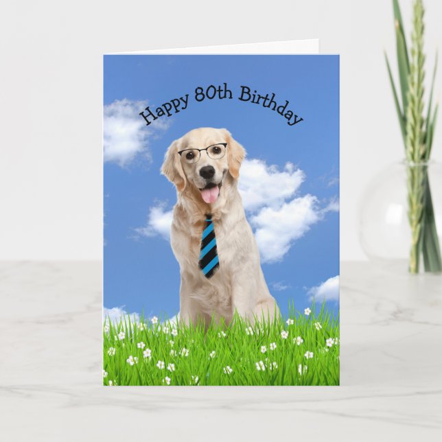 Carte Golden Retriever Pour 80e anniversaire (Devant)