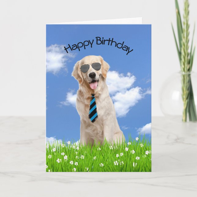 Carte Golden Retriever Pour Anniversaire (Devant)