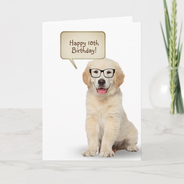 Carte Golden Retriever Puppy 18e anniversaire (Devant)