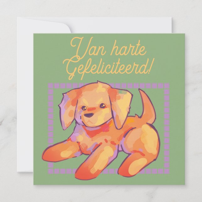 Carte Golden retriever puppy, félicitations (Devant)