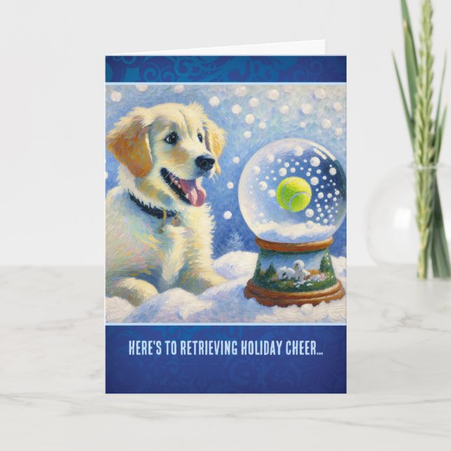 Carte Golden Retriever Puppy With Tennis Ball Snow Globe (Devant)