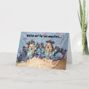 Carte Golden Retriever Sea Monster Halloween