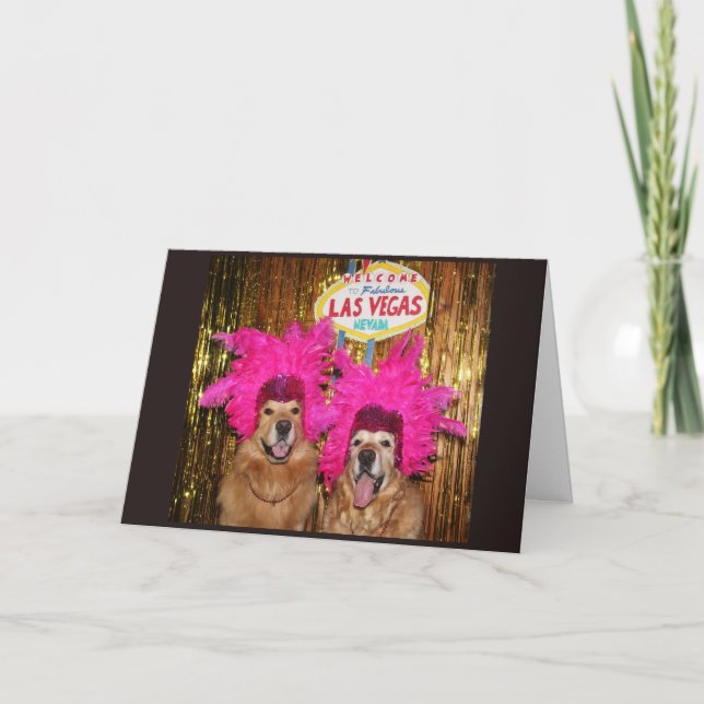 Carte Golden Retriever Showgirls Excitantes Anniversaire (Devant)